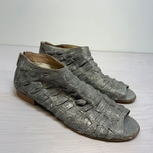 RON WHITE APRIL RIBBON WEAVE BACK ZIP PEEP TOE SANDALS SIZE 40/US 9